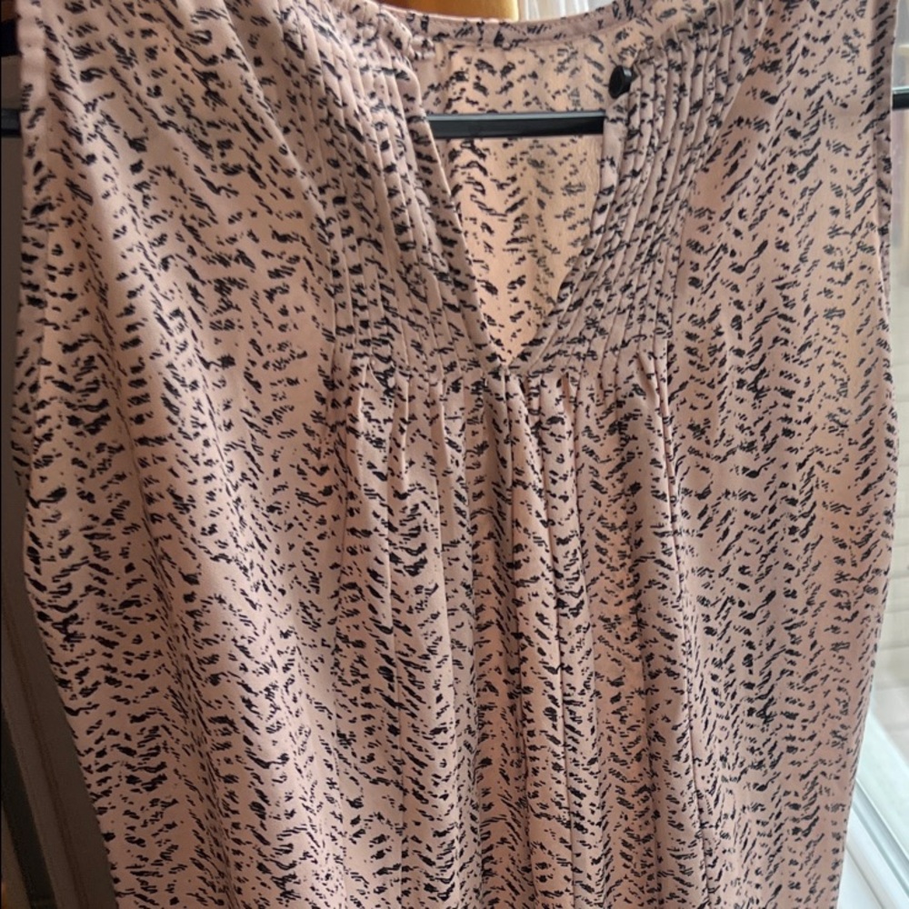 LOFT Blush Pink and Black Print Sleeveless Top